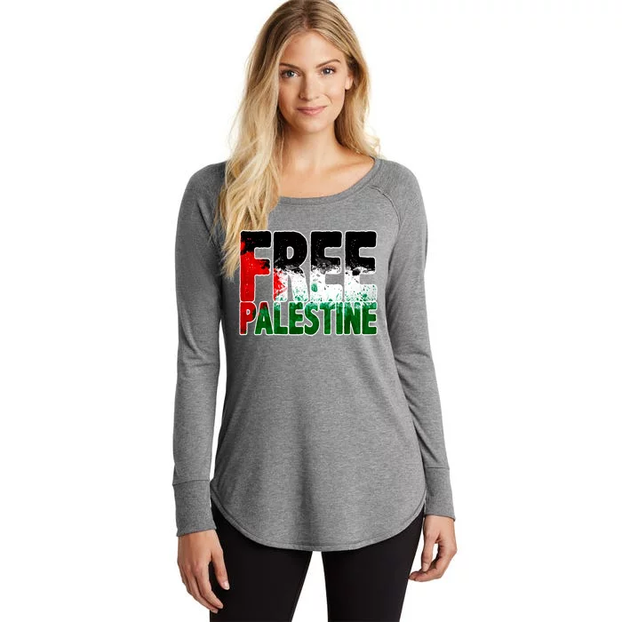 Free Gaza Palestine Flag Proud Palestine Roots Arabic Women's Perfect Tri Tunic Long Sleeve Shirt