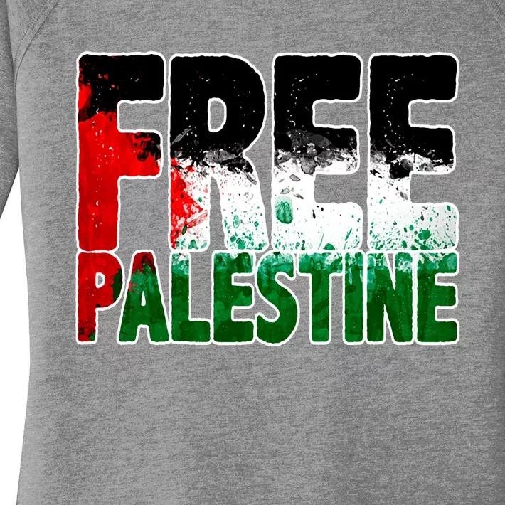 Free Gaza Palestine Flag Proud Palestine Roots Arabic Women's Perfect Tri Tunic Long Sleeve Shirt