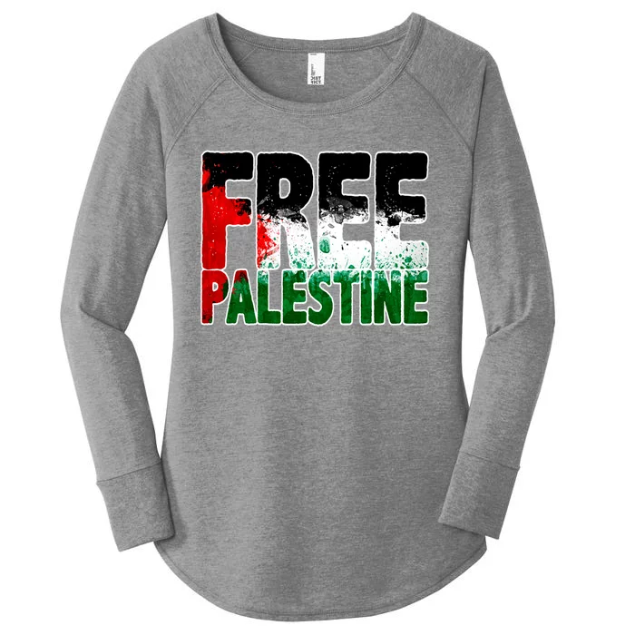 Free Gaza Palestine Flag Proud Palestine Roots Arabic Women's Perfect Tri Tunic Long Sleeve Shirt