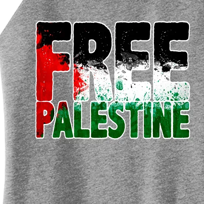 Free Gaza Palestine Flag Proud Palestine Roots Arabic Women’s Perfect Tri Rocker Tank