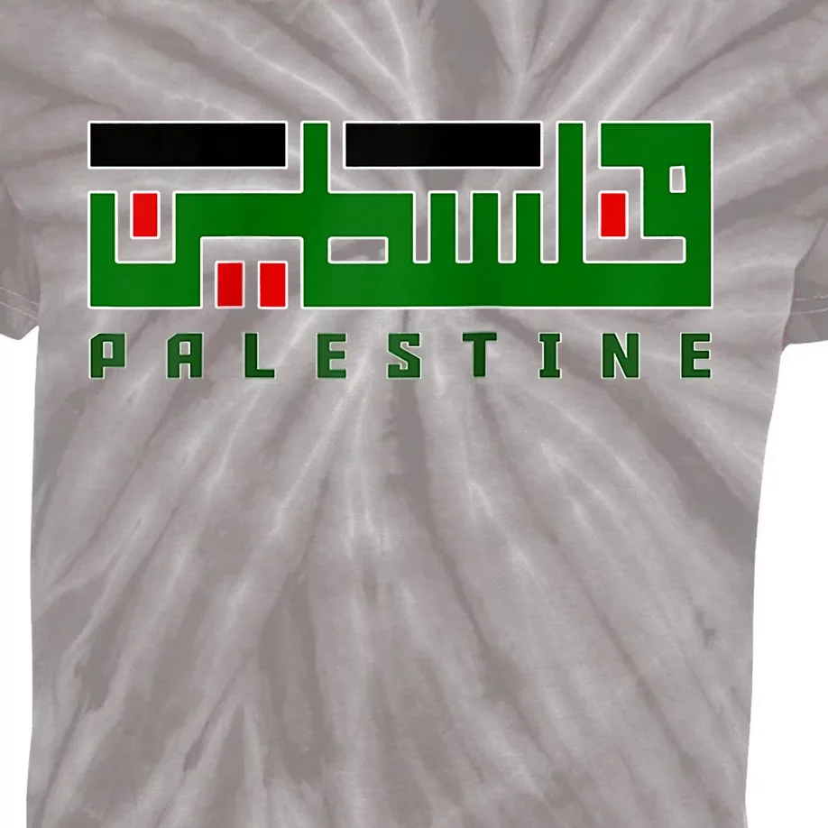 Free Gaza Palestine Flag Proud Palestine Roots Arabic Scarf Kids Tie-Dye T-Shirt