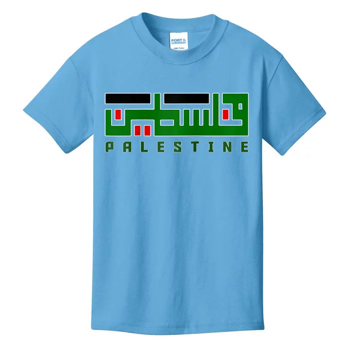 Free Gaza Palestine Flag Proud Palestine Roots Arabic Scarf Kids T-Shirt