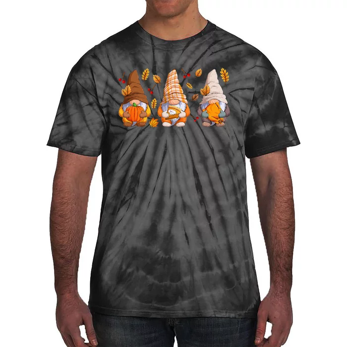 Fall Gnome Pumpkin Turkey Thanksgiving Autumn Fall Tie-Dye T-Shirt