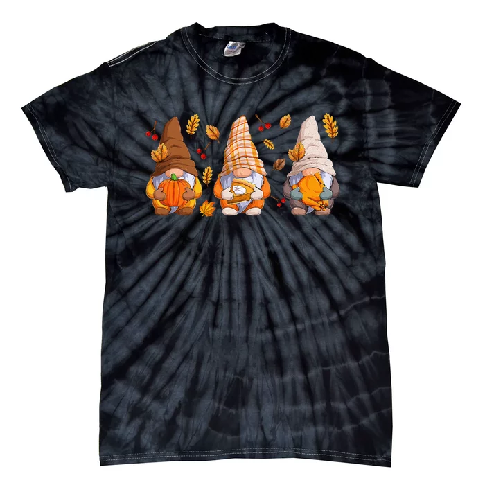 Fall Gnome Pumpkin Turkey Thanksgiving Autumn Fall Tie-Dye T-Shirt