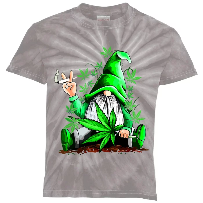 Funny Gnome Pot Leaf 420 Marijuana Weed Cannabis Smoking Kids Tie-Dye T-Shirt