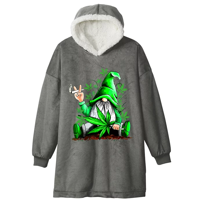 Funny Gnome Pot Leaf 420 Marijuana Weed Cannabis Smoking Hooded Wearable Blanket