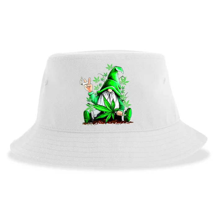 Funny Gnome Pot Leaf 420 Marijuana Weed Cannabis Smoking Sustainable Bucket Hat