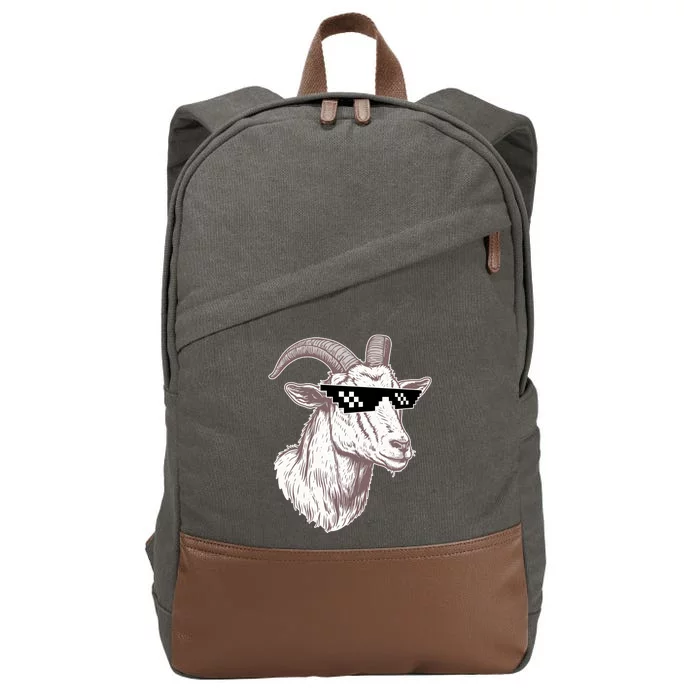 Funny GOAT Pixel Sunglasses Meme Cotton Canvas Backpack