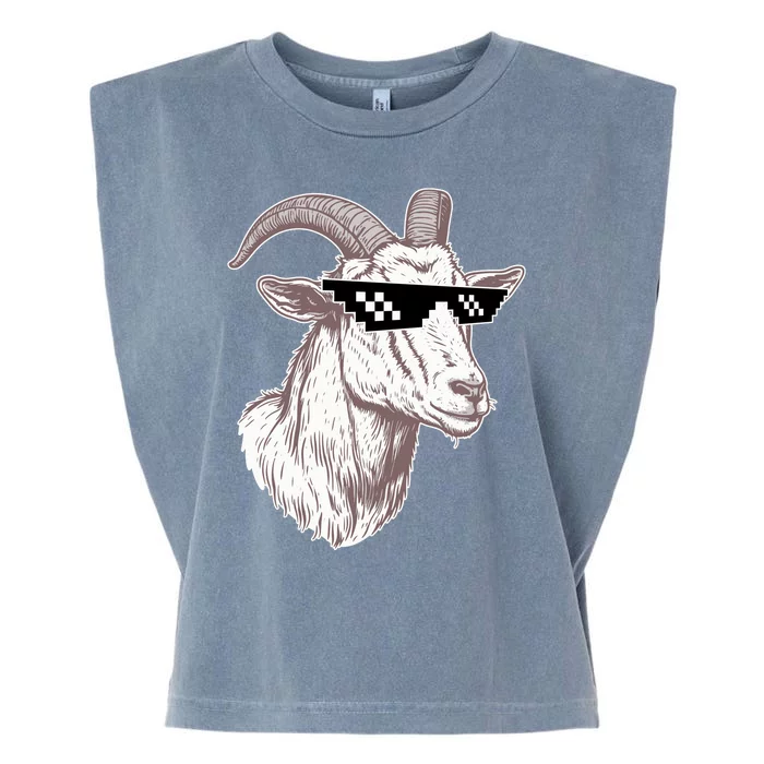 Funny GOAT Pixel Sunglasses Meme Garment-Dyed Women's Muscle Tee