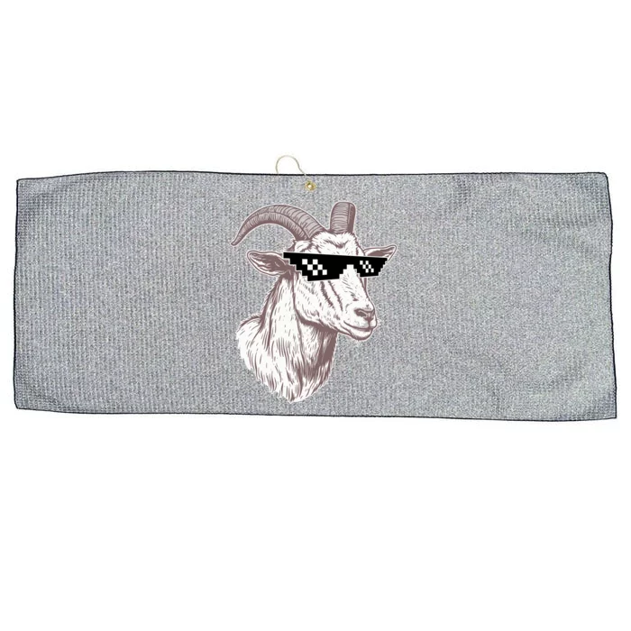 Funny GOAT Pixel Sunglasses Meme Large Microfiber Waffle Golf Towel