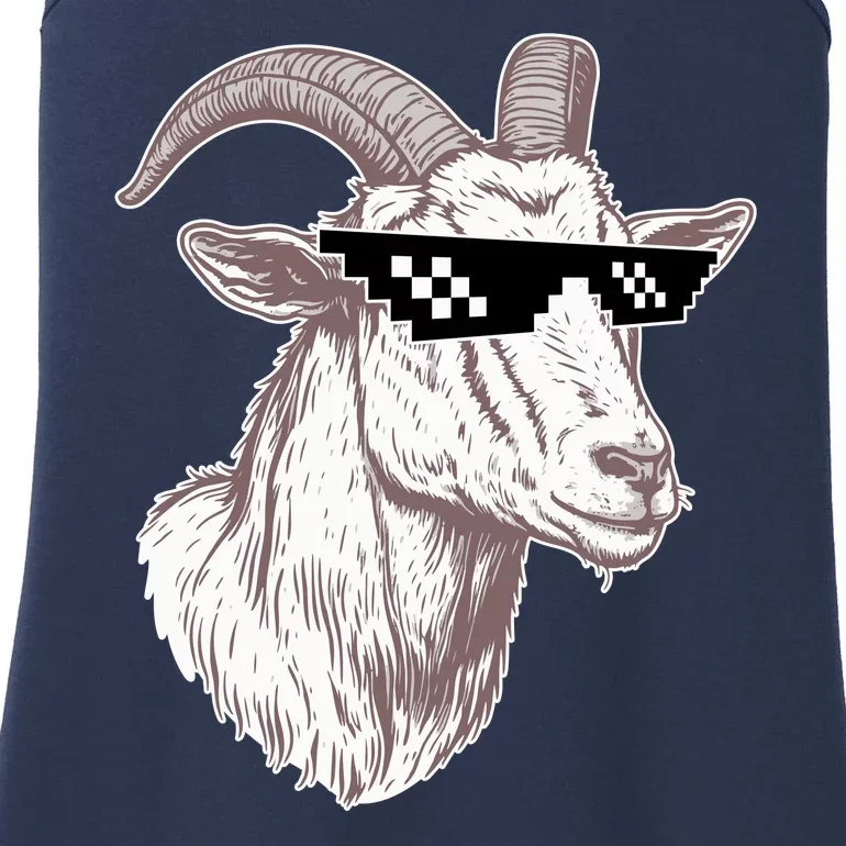 Funny GOAT Pixel Sunglasses Meme Ladies Essential Tank