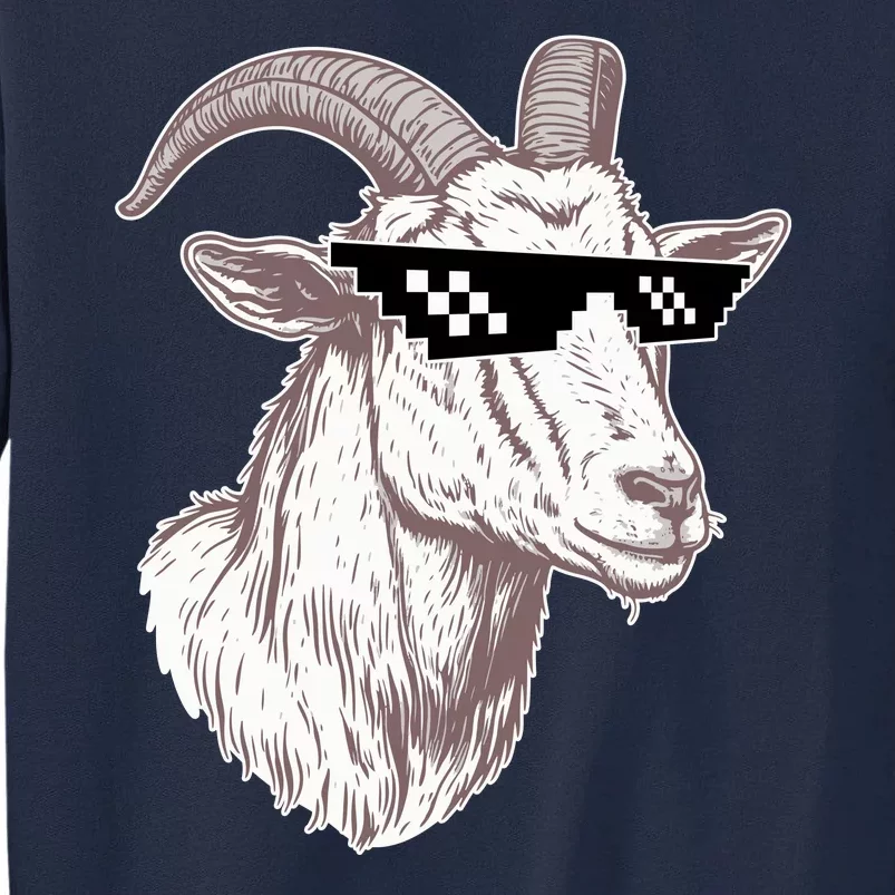 Funny GOAT Pixel Sunglasses Meme Tall Sweatshirt