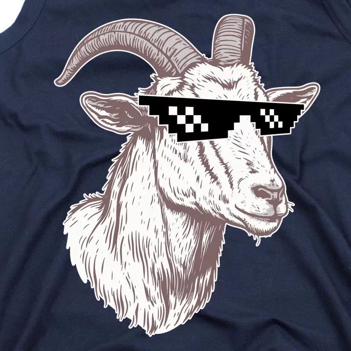 Funny GOAT Pixel Sunglasses Meme Tank Top