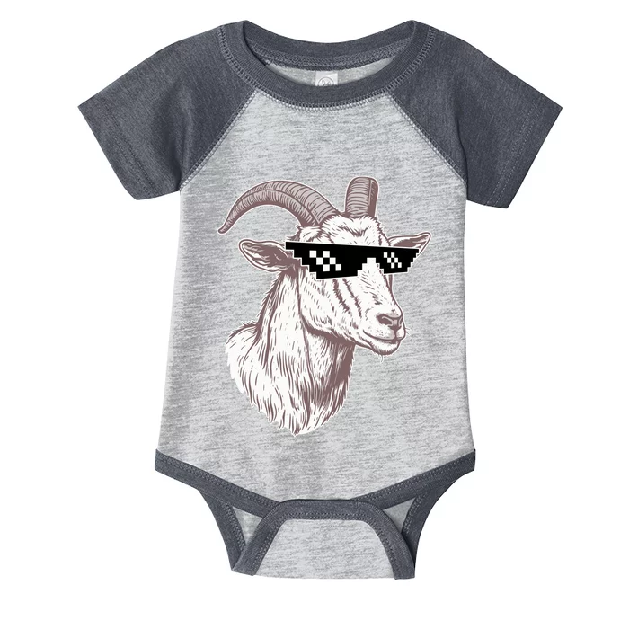 Funny GOAT Pixel Sunglasses Meme Infant Baby Jersey Bodysuit