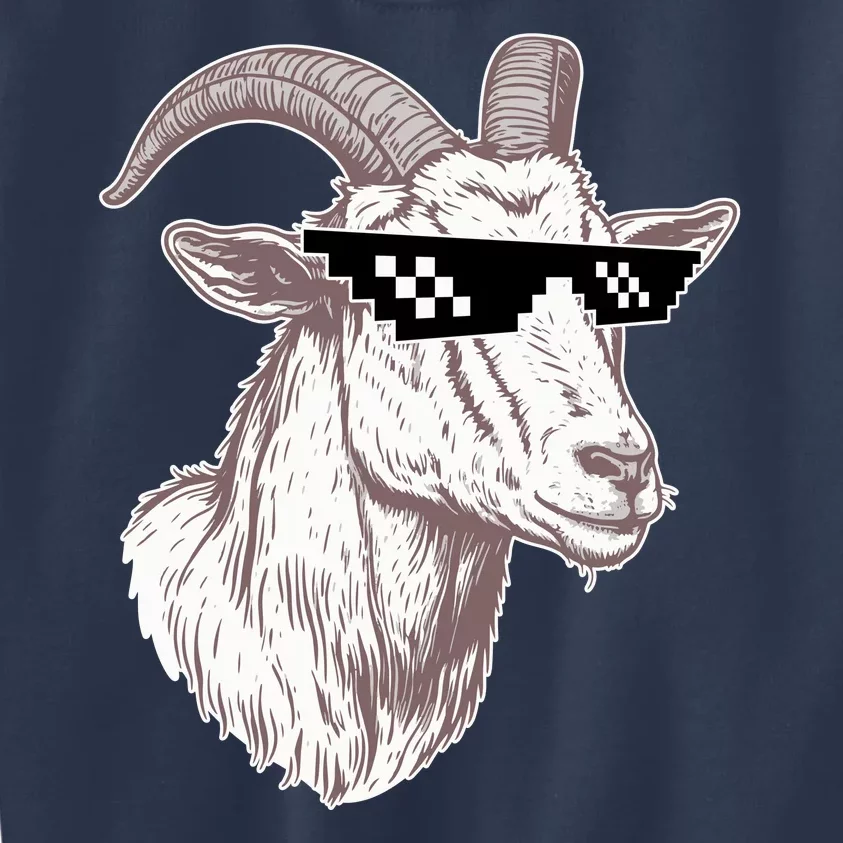 Funny GOAT Pixel Sunglasses Meme Kids Sweatshirt