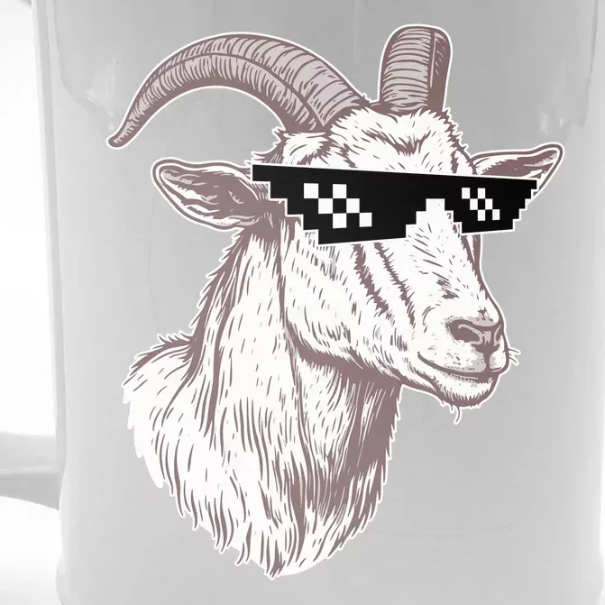 Funny GOAT Pixel Sunglasses Meme Front & Back Beer Stein