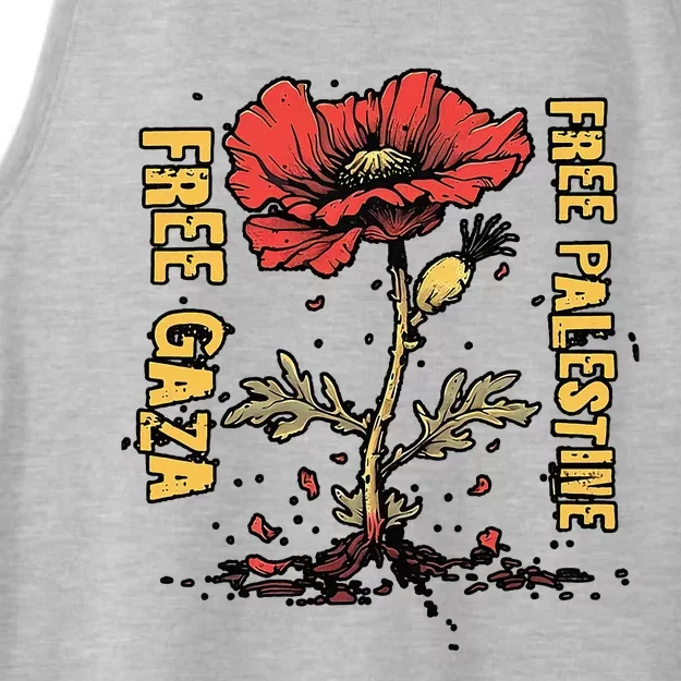 Free Gaza Palestine Stand With Palestine Flower Ladies Tri-Blend Wicking Tank