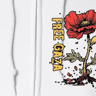 Free Gaza Palestine Stand With Palestine Flower Full Zip Hoodie