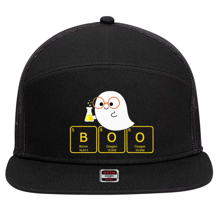 Funny Ghost Periodic Table Boo Halloween Costume Chemistry 7 Panel Mesh Trucker Snapback Hat