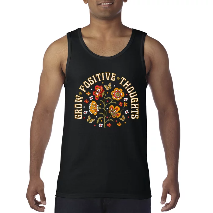 Floral Grow Positive Thoughts Boho Peace Flowers Gardeners Tank Top