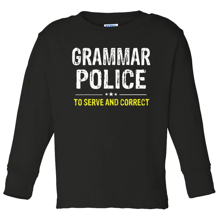 funny Grammar Police Costume Idea Toddler Long Sleeve Shirt