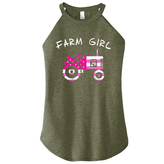 Farm Girl Pink Vintage Tractor Cool Gift Womens Gift Women’s Perfect Tri Rocker Tank