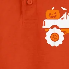 Funny Ghost Pumpkin Riding Monster Truck Lazy Halloween Costume Dry Zone Grid Performance Polo