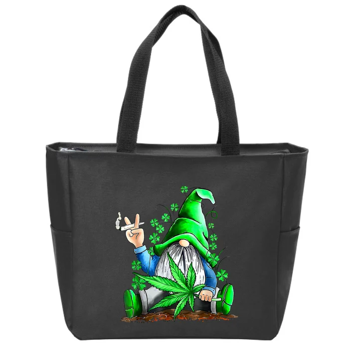 Funny Gnome Pot Leaf 420 Marijuana Weed St Patrick's Day Zip Tote Bag