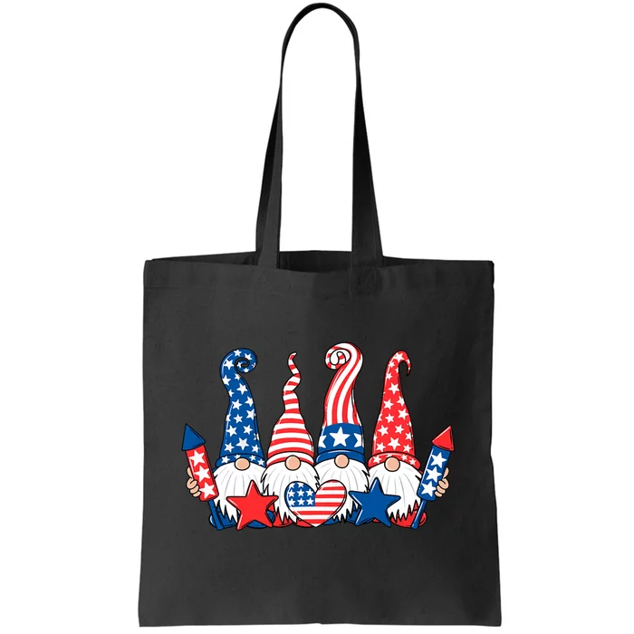 Funny Gnomes Patriotic American Flag Cute Gnomes 4th Of July Tote Bag