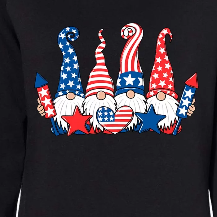 Funny Gnomes Patriotic American Flag Cute Gnomes 4th Of July Womens California Wash Sweatshirt