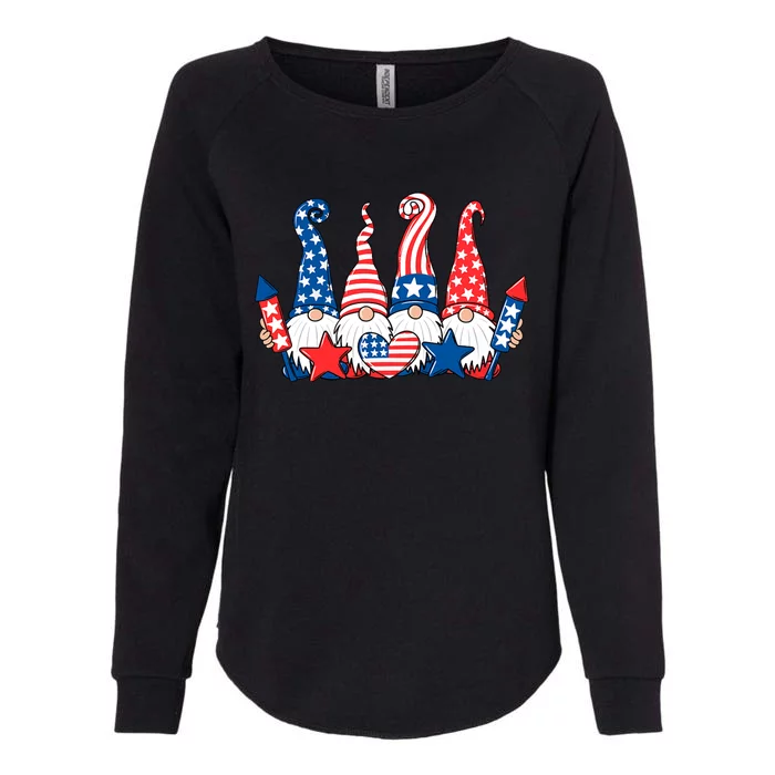 Funny Gnomes Patriotic American Flag Cute Gnomes 4th Of July Womens California Wash Sweatshirt