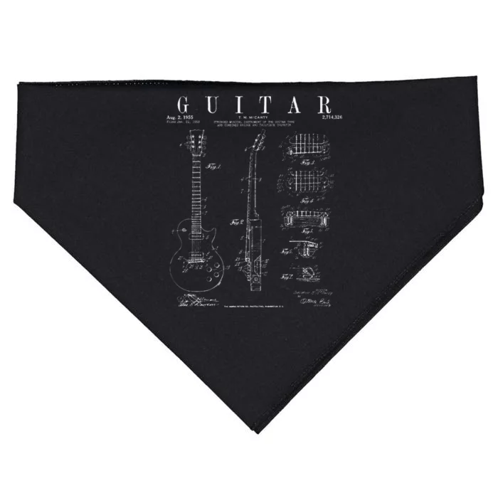 Funny Guitar Player Art For  Guitarist Guitar Lover USA-Made Doggie Bandana