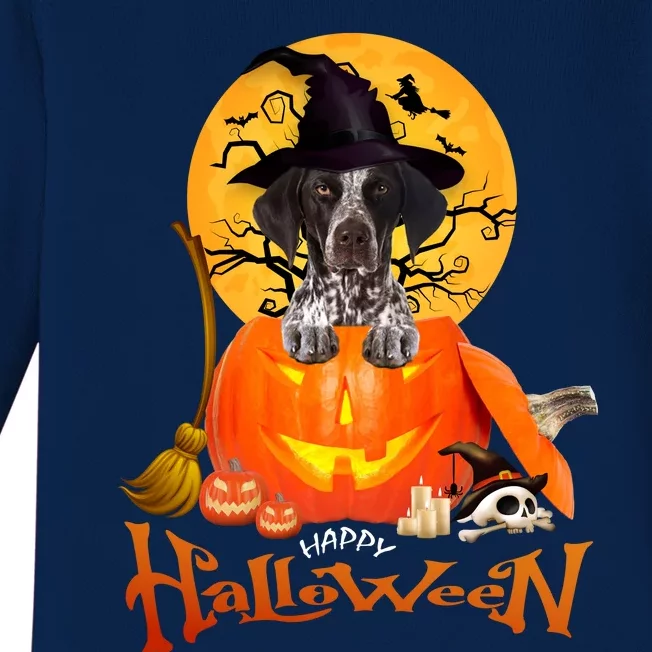 Funny GS Pointer Dog Spooky Halloween Baby Long Sleeve Bodysuit