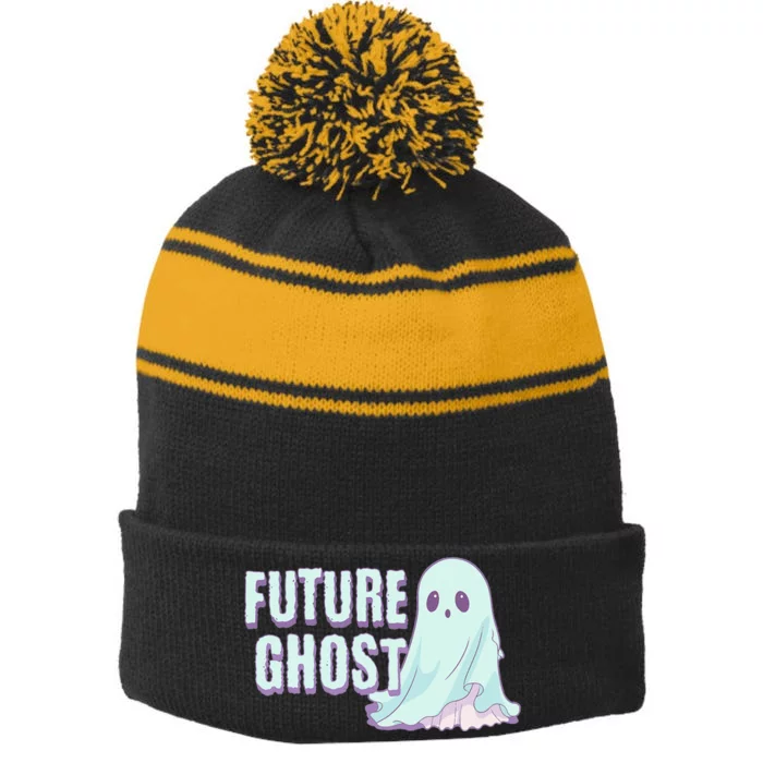 Future Ghost Pastel Goth Kawaii Creepy Cute Weird Aesthetic Stripe Pom Pom Beanie