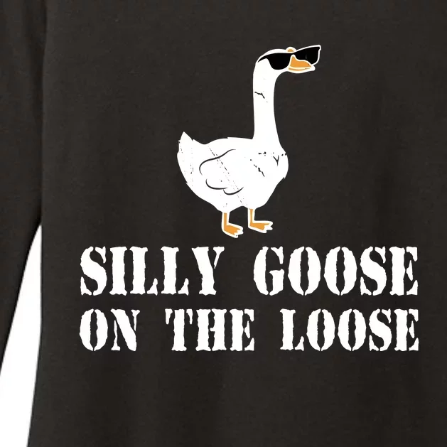 Funny Goose Quote Silly Goose On The Loose Womens CVC Long Sleeve Shirt