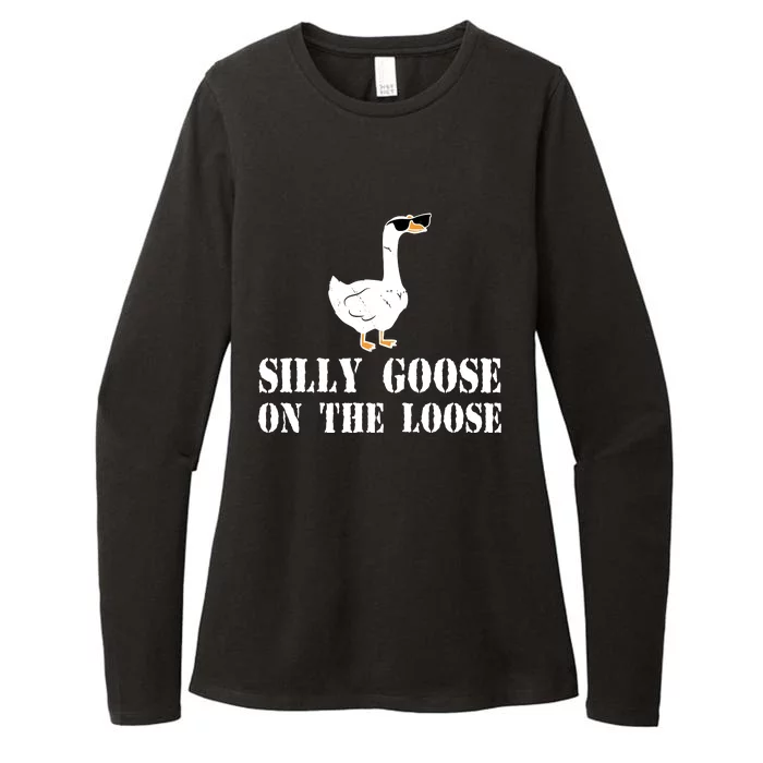 Funny Goose Quote Silly Goose On The Loose Womens CVC Long Sleeve Shirt