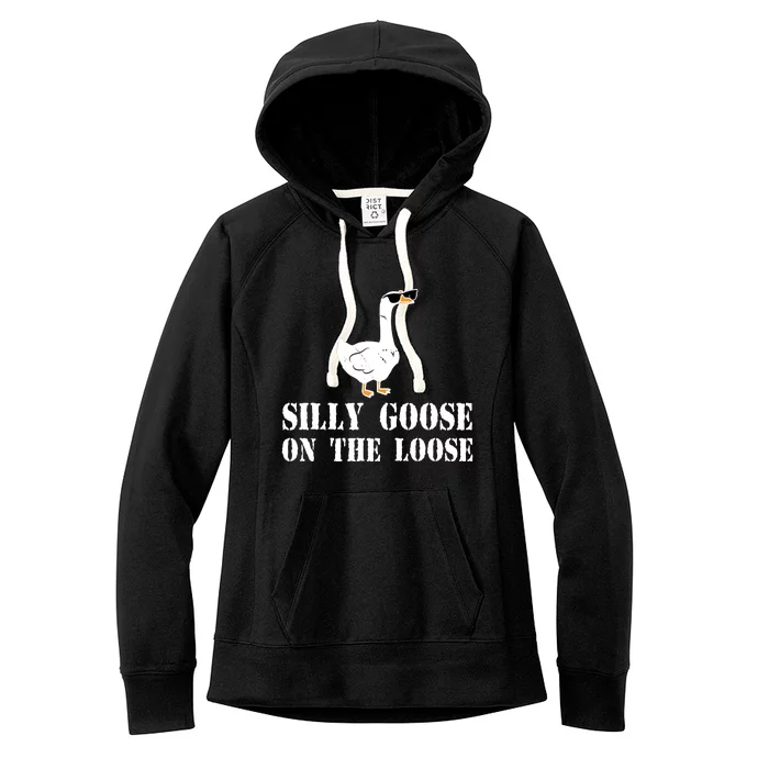 Funny Goose Quote Silly Goose On The Loose Women's Fleece Hoodie