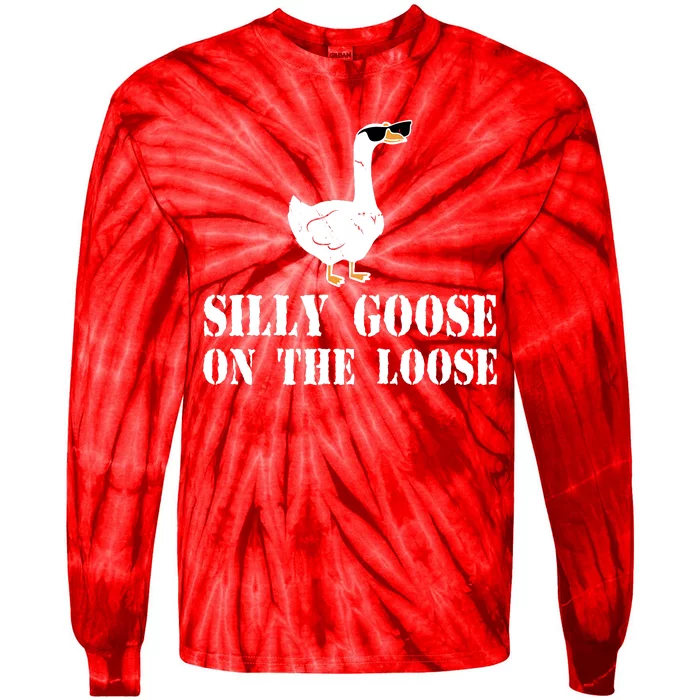 Funny Goose Quote Silly Goose On The Loose Tie-Dye Long Sleeve Shirt