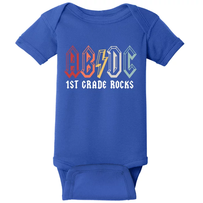 First Grade Rocks Abcd Teacher For 1St Grader Back To School Gift Baby Bodysuit