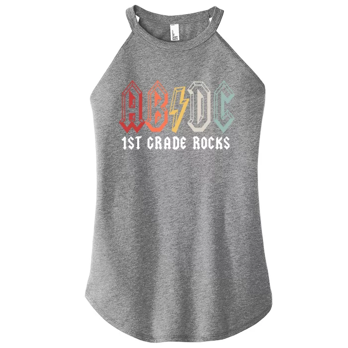 First Grade Rocks Abcd Teacher For 1St Grader Back To School Gift Women’s Perfect Tri Rocker Tank