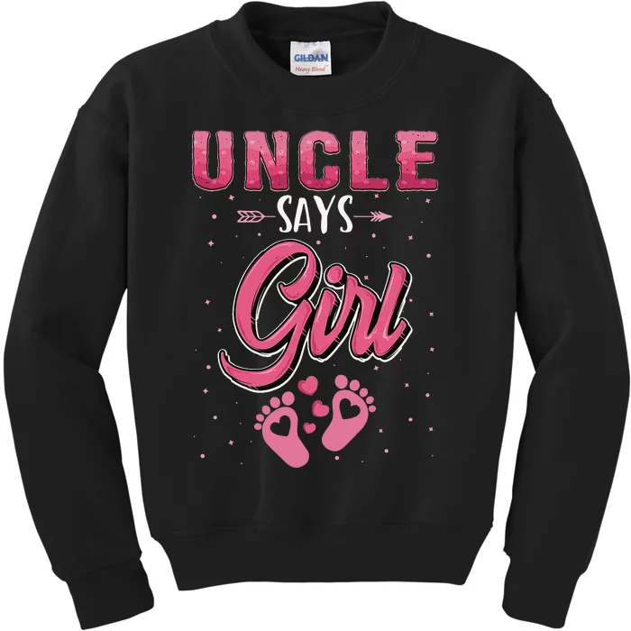 funny Gender reveal Uncle baby matching family set Kids Sweatshirt