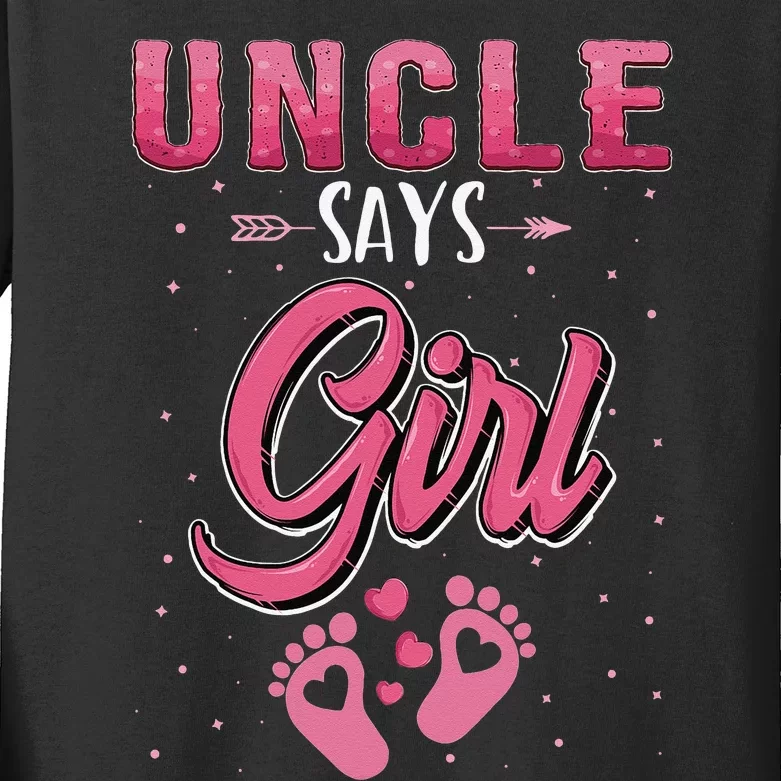 funny Gender reveal Uncle baby matching family set Kids Long Sleeve Shirt