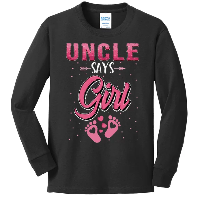 funny Gender reveal Uncle baby matching family set Kids Long Sleeve Shirt