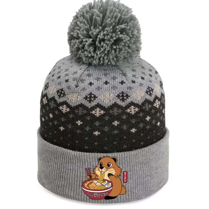 Funny Groundhog Ramen Noodles The Baniff Cuffed Pom Beanie