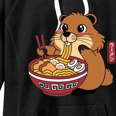 Funny Groundhog Ramen Noodles Women's Fleece Hoodie