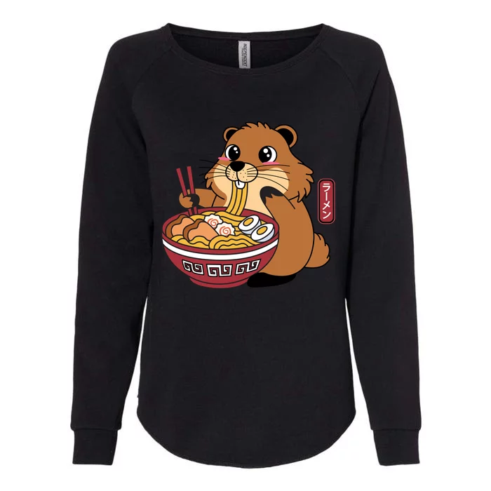 Funny Groundhog Ramen Noodles Womens California Wash Sweatshirt