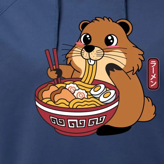 Funny Groundhog Ramen Noodles Performance Fleece Hoodie