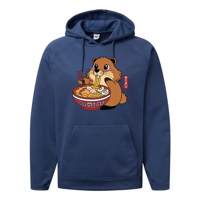 Funny Groundhog Ramen Noodles Performance Fleece Hoodie