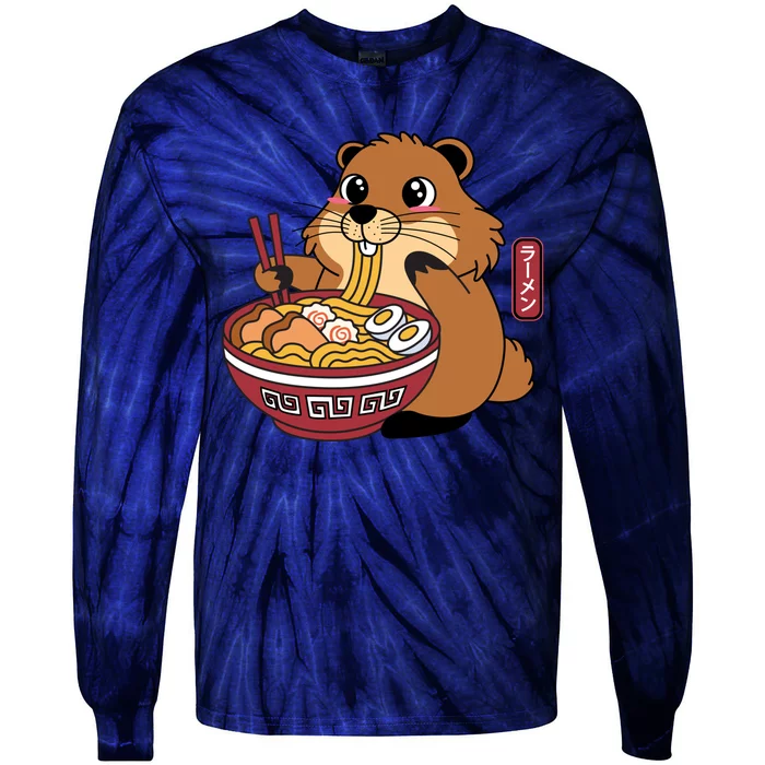 Funny Groundhog Ramen Noodles Tie-Dye Long Sleeve Shirt