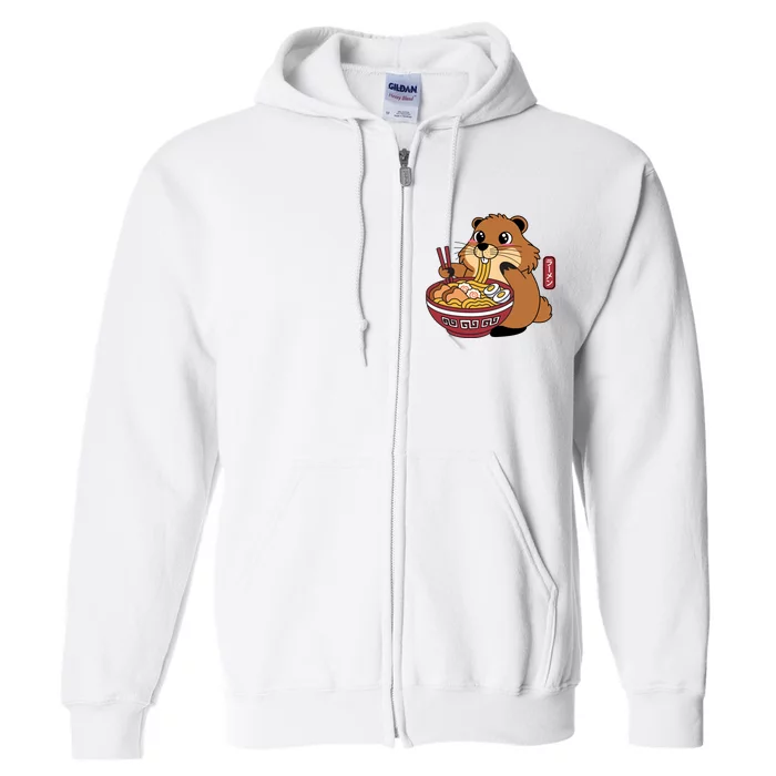 Funny Groundhog Ramen Noodles Full Zip Hoodie